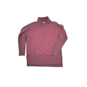 Columbia Quilted 1/4 Zip Tunic Pullover Sweatshirt Burgundy Cabin Cozy XL